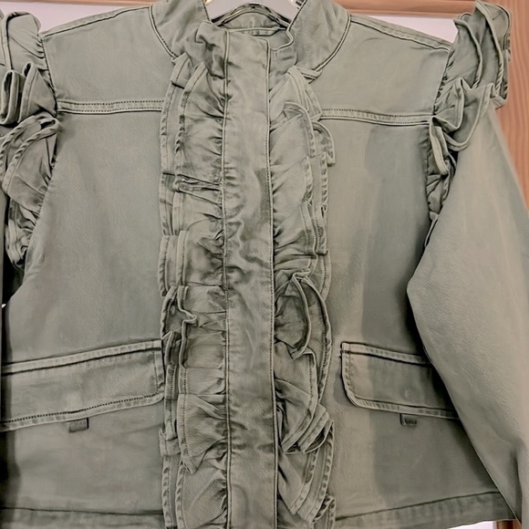 LoveShackFancy X Gap Ruffle Crop Utility Jacket - Picture 3 of 11